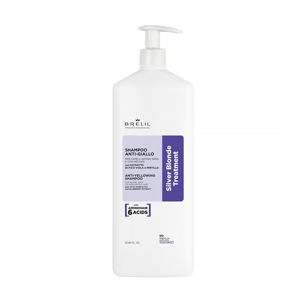 Шампунь Brelil Silver Blonde Treatment Anti-Yellowing Shampoo для нейтралізації жовтизни волосся, 1 л
